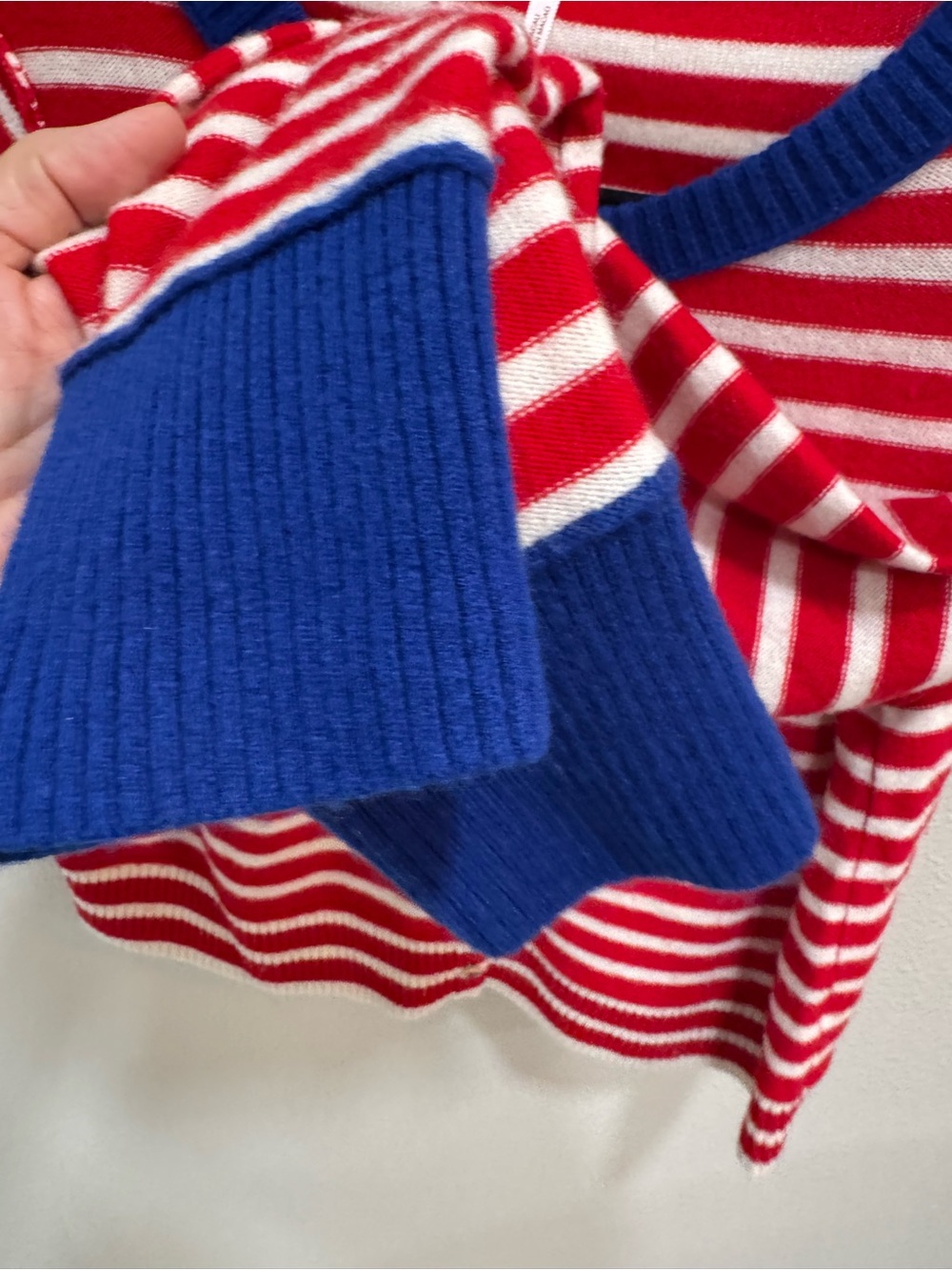Free People Red White Blue Striped Cashmere Blend Cardigan Sweater Small - Picture 7 of 10